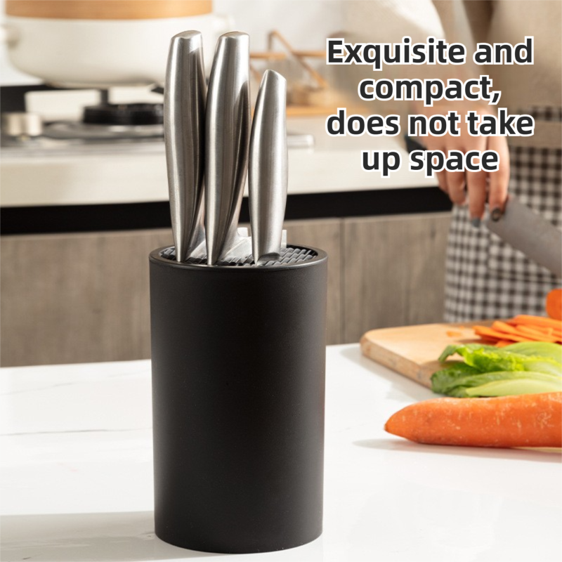 Matte Black Modern Multi-Slot Knife Block with Secure Wave Insert & Drainage - Space-Saving and Smooth V888-ELOSUNG45618