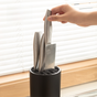 2-Pack Matte Black Modern Multi-Slot Knife Block with Secure Wave Insert & Drainage - Space-Saving and Smooth V888-ELOSUNG45619