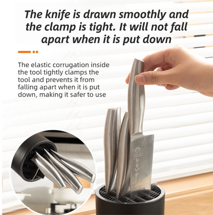 2-Pack Matte Black Modern Multi-Slot Knife Block with Secure Wave Insert & Drainage - Space-Saving and Smooth V888-ELOSUNG45619