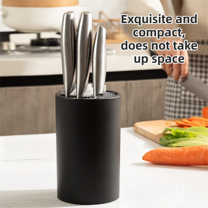 2-Pack Matte Black Modern Multi-Slot Knife Block with Secure Wave Insert & Drainage - Space-Saving and Smooth V888-ELOSUNG45619