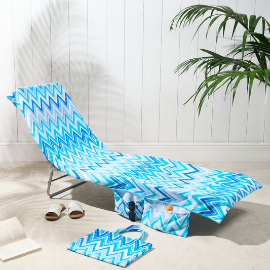 2-in-1 Microfiber Sun Lounger Towel & Portable Tote Bag - Sand-Free & Quick Dry Beach Chair Cover with Side V888-ELOSUNG45629