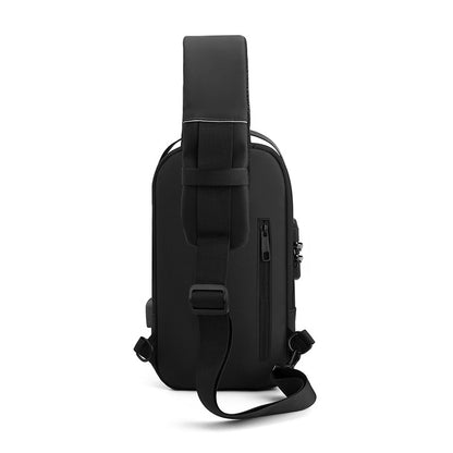 Blue Gold High Capacity Anti-Theft Tactical Chest Bag - Waterproof Leather-Film Sling with USB Charging & TSA V888-ELOSUNG45641