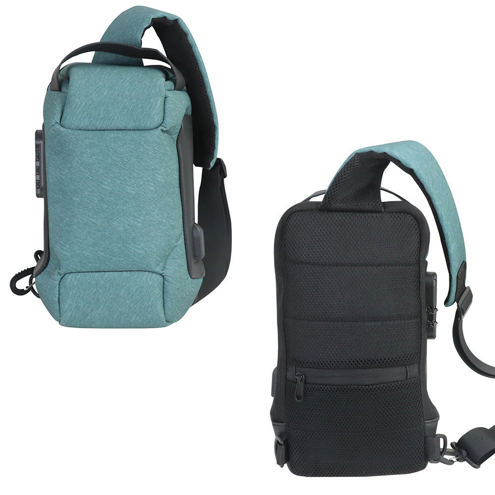 Green Lightweight Anti-Theft Tactical Chest Bag - Waterproof Security Sling Bag with 3-Digit Password Lock & V888-ELOSUNG45644