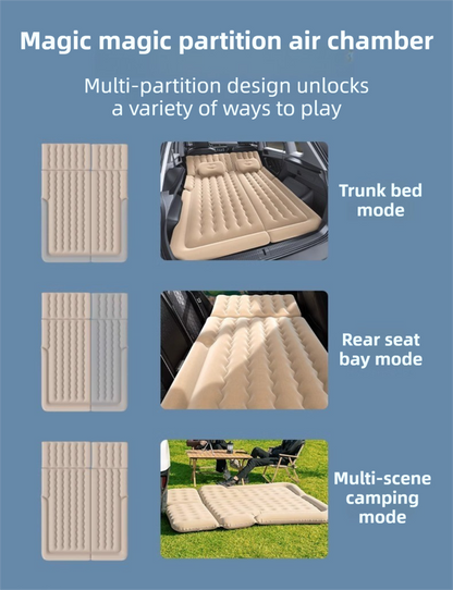 Grey Multi-Chamber Car Inflatable Air Mattress with Electric Pump & Pillows for Universal Backseat Sleeping V888-ELOSUNG45654