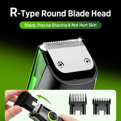 Green Beard & Hair Trimmer with Strong Vacuum Suction and Digital Display - Waterproof Rechargable Electric V888-ELOSUNG45658