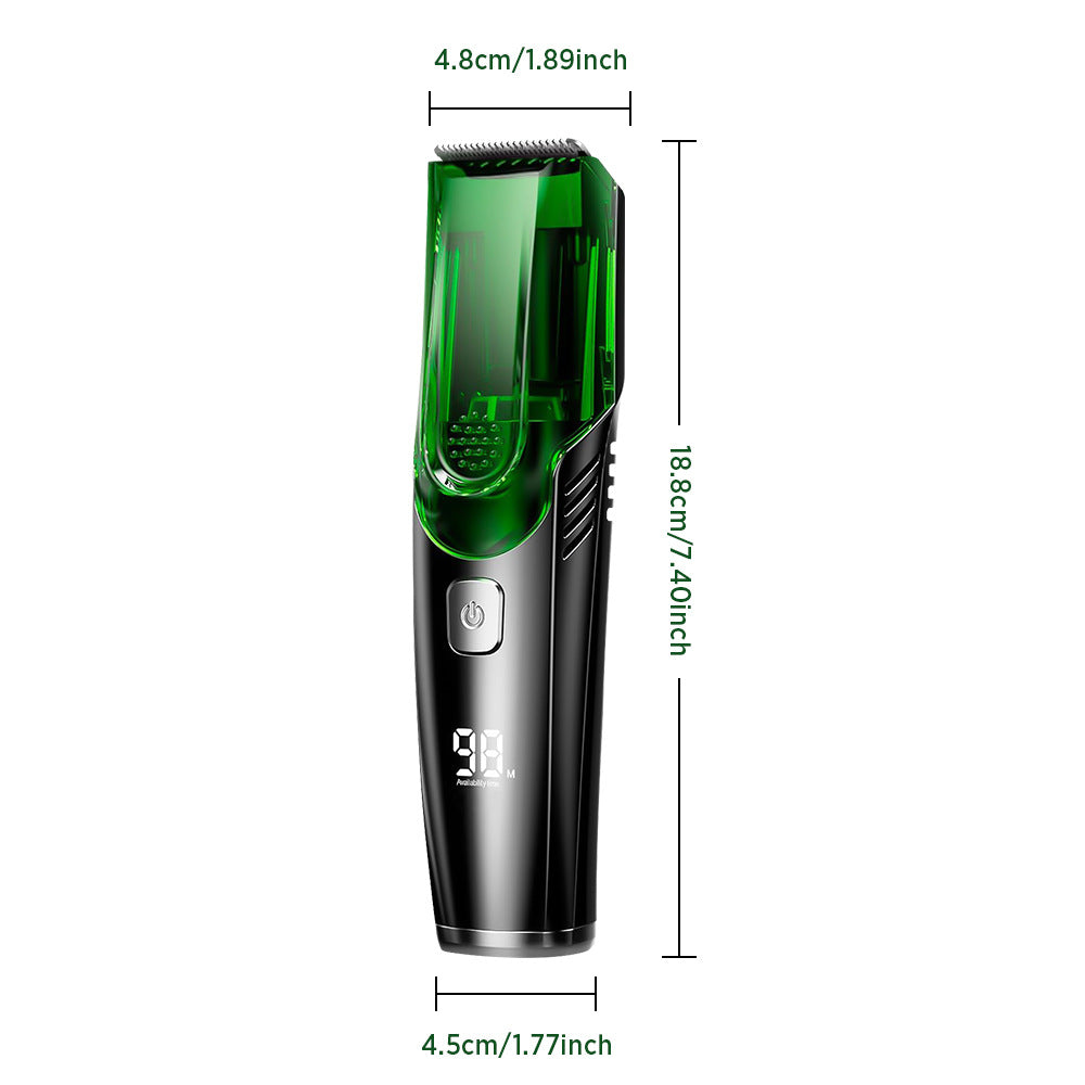 Green Beard & Hair Trimmer with Strong Vacuum Suction and Digital Display - Waterproof Rechargable Electric V888-ELOSUNG45658