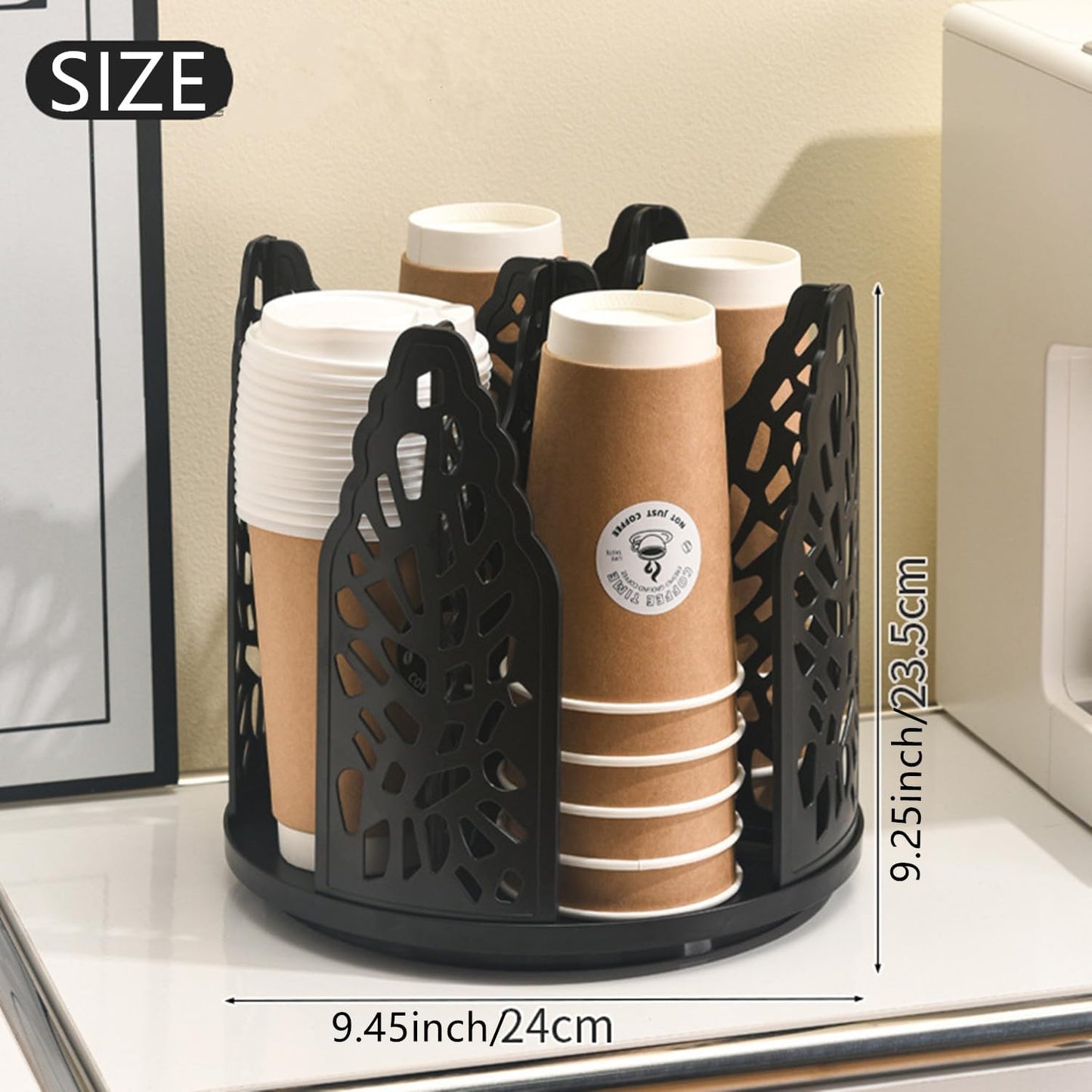 Black 360 degreesRotating Multi-Scenario Countertop Storage Rack - Large Capacity 4 Compartment Holder for V888-ELOSUNG45663