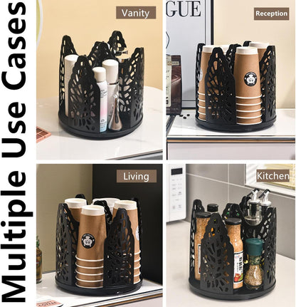 Black 360 degreesRotating Multi-Scenario Countertop Storage Rack - Large Capacity 4 Compartment Holder for V888-ELOSUNG45663