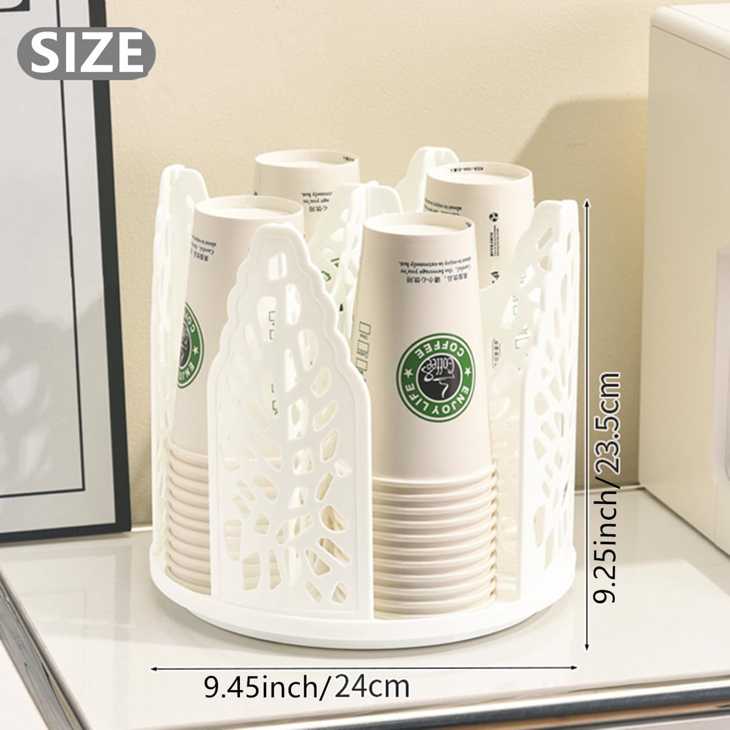 White 360 degreesRotating Multi-Scenario Countertop Storage Rack - Large Capacity 4 Compartment Holder for V888-ELOSUNG45664