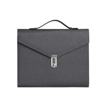 Black Anti-Theft Document Organizer with Secure Password Lock - Waterproof PU Leather Confidential File Bag V888-ELOSUNG45669