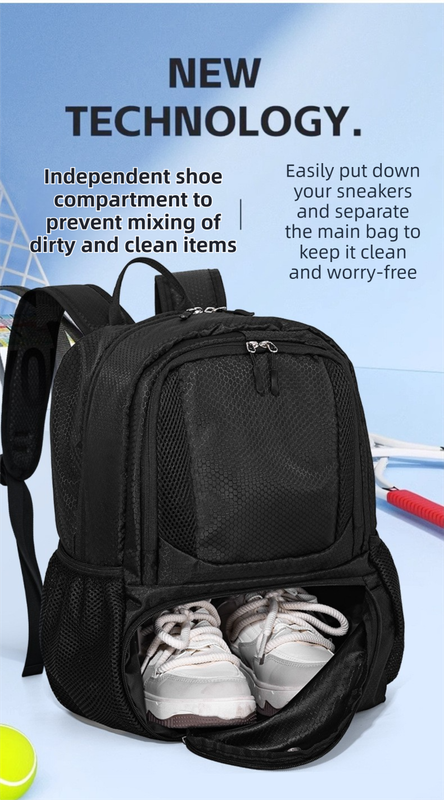 24L High-Capacity Black Basketball Backpack with Shoe Compartment & Dedicated Ball Zone - Waterproof & V888-ELOSUNG45671