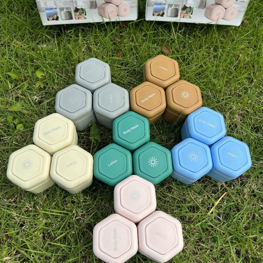 3-Piece Beige Magnetic Travel Capsules - Leak-Proof & TSA-Friendly Cosmetic and Skin Care Containers V888-ELOSUNG45679