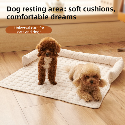 Black Pet Sofa Protector & Calming Bolster Bed with Long Plush - 75x75CM Thickened Non Slip Furniture Cover V888-ELOSUNG45693