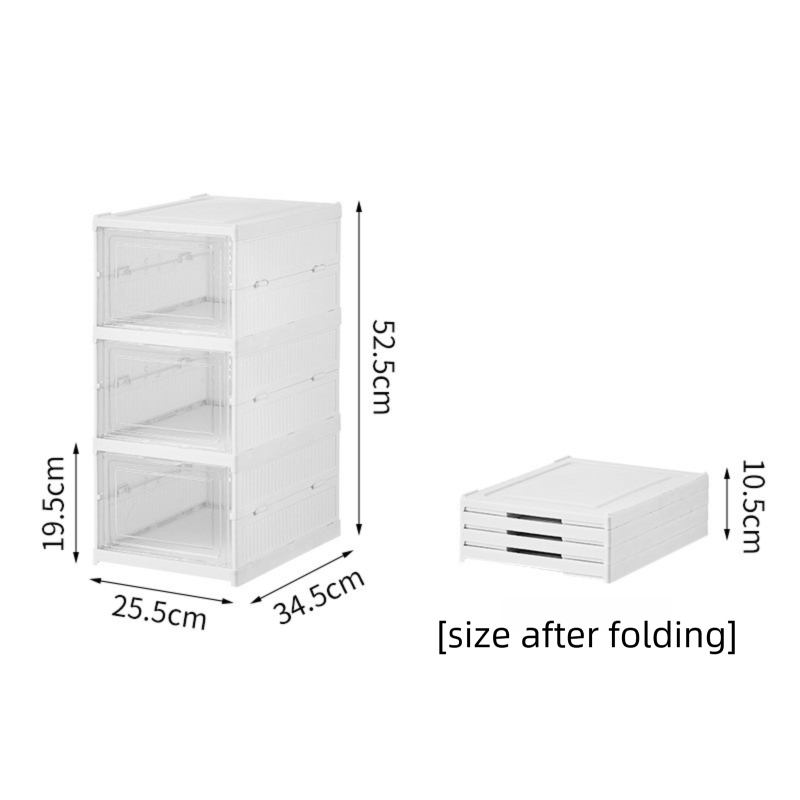Transparent Brown 3-Layer Foldable Shoe Storage Tower with Transparent Display Panel & Back Ventilation - V888-ELOSUNG45712