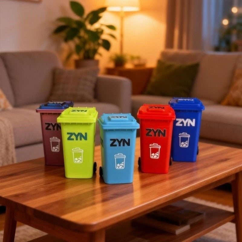 Red Mini Zyn Bin Desk Simulation Trash Can - Novelty Desktop Decor & Storage Box V888-ELOSUNG45727