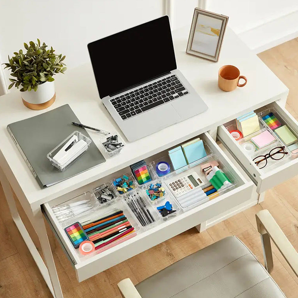 16PCS Transparent Stackable Organizer Set - 4-Size Versatile Desktop & Drawer Divider V888-ELOSUNG45730