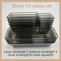 16PCS Black Transparent Stackable Organizer Set - 4-Size Versatile Desktop & Drawer Divider V888-ELOSUNG45732