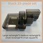 25PCS Black Transparent Stackable Organizer Set - 4-Size Versatile Desktop & Drawer Divider V888-ELOSUNG45733