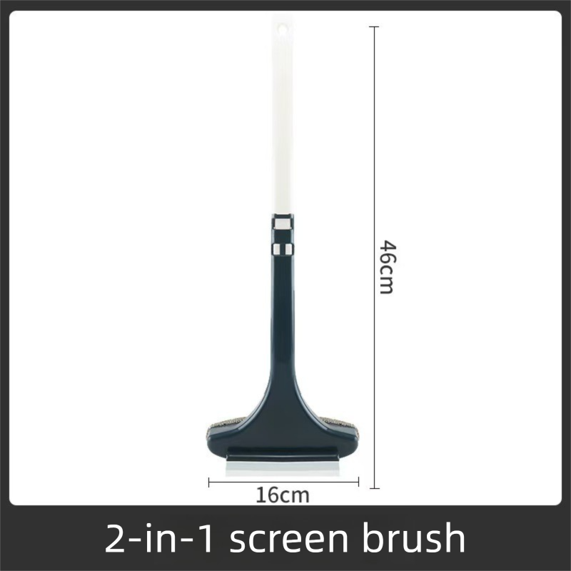 2-Pack 2-in-1 Professional Window Screen Brush & Glass Cleaner - Detachable Long-Handle Squeegee & Scrubber V888-ELOSUNG45748