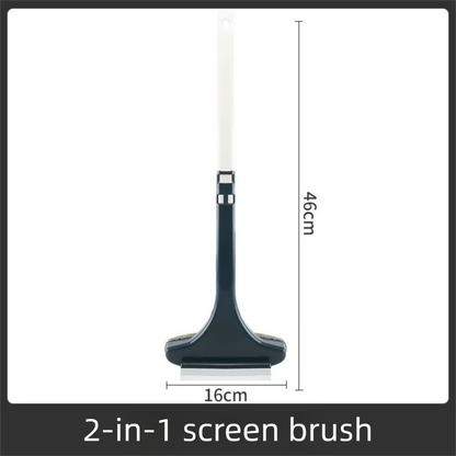 2-Pack 2-in-1 Professional Window Screen Brush & Glass Cleaner - Detachable Long-Handle Squeegee & Scrubber V888-ELOSUNG45748