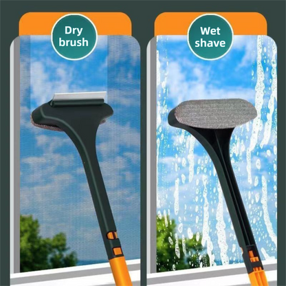 2-Pack 2-in-1 Professional Window Screen Brush & Glass Cleaner - Detachable Long-Handle Squeegee & Scrubber V888-ELOSUNG45749