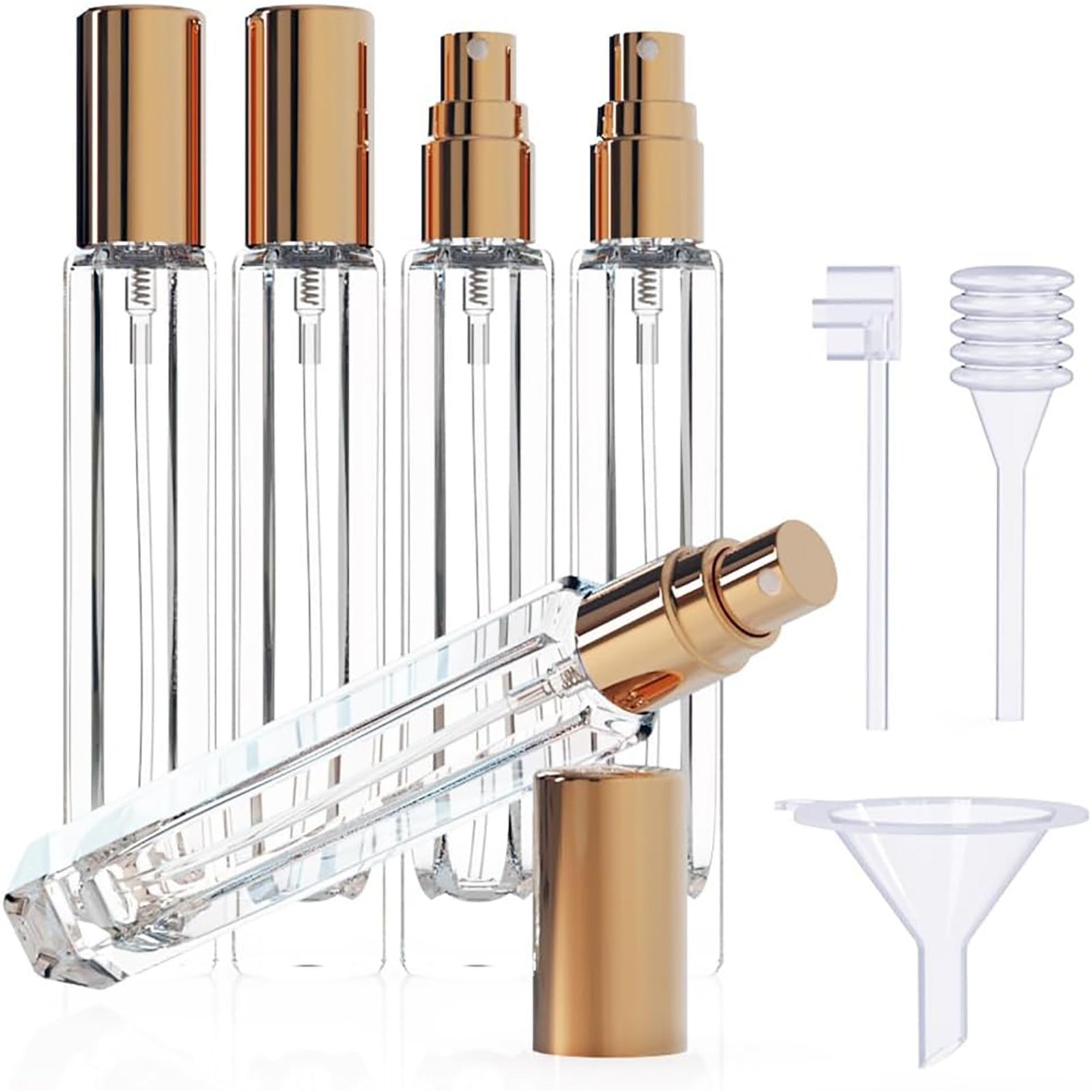 15-Piece/3-Set Gold Premium Glass Travel Perfume Atomizer Set - 10ml Portable Refillable Sprayers with V888-ELOSUNG45751