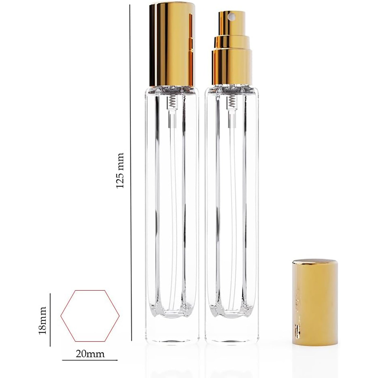 15-Piece/3-Set Gold Premium Glass Travel Perfume Atomizer Set - 10ml Portable Refillable Sprayers with V888-ELOSUNG45751