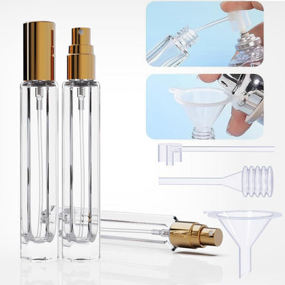 15-Piece/3-Set Gold Premium Glass Travel Perfume Atomizer Set - 10ml Portable Refillable Sprayers with V888-ELOSUNG45751