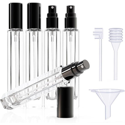 15-Piece/3-Set Black Premium Glass Travel Perfume Atomizer Set - 10ml Portable Refillable Sprayers with V888-ELOSUNG45755