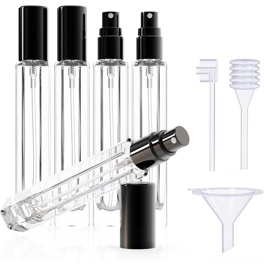 15-Piece/3-Set Black Premium Glass Travel Perfume Atomizer Set - 10ml Portable Refillable Sprayers with V888-ELOSUNG45755