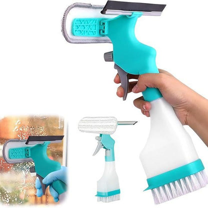 4-in-1 Versatile Window Cleaning Kit - All-in-One Spray, Squeegee, Brush, and Plush Scrubber V888-ELOSUNG45756