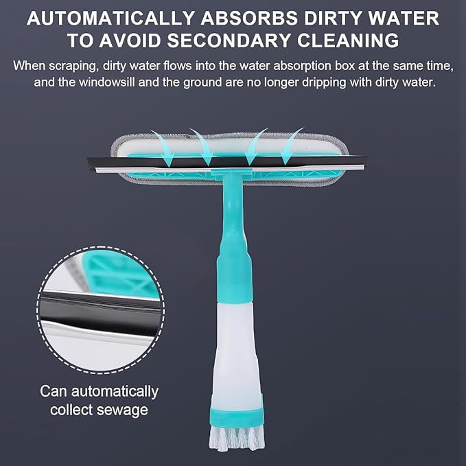 4-in-1 Versatile Window Cleaning Kit - All-in-One Spray, Squeegee, Brush, and Plush Scrubber V888-ELOSUNG45756