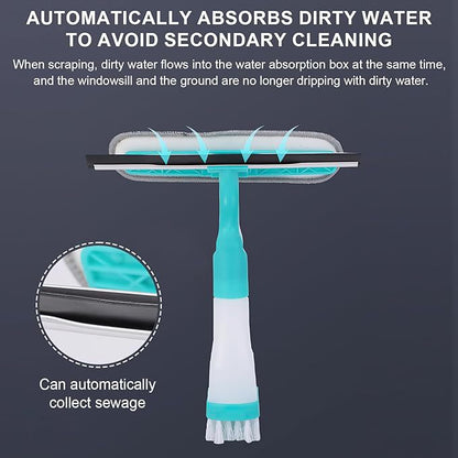 4-in-1 Versatile Window Cleaning Kit - All-in-One Spray, Squeegee, Brush, and Plush Scrubber V888-ELOSUNG45756