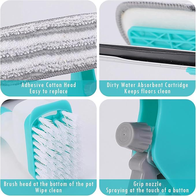 4-in-1 Versatile Window Cleaning Kit (2 Pack) - All-in-One Spray, Squeegee, Brush, and Plush Scrubber V888-ELOSUNG45757