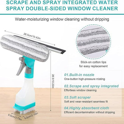 4-in-1 Versatile Window Cleaning Kit (4 Pack) - All-in-One Spray, Squeegee, Brush, and Plush Scrubber V888-ELOSUNG45758