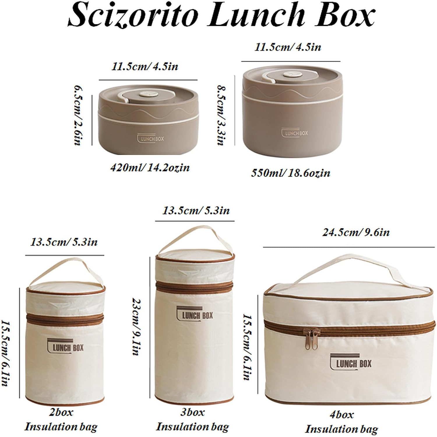 2-Pack Beige 304 Stainless Steel Microwave-Safe Lunch Box Set - Stackable Insulated Bento Containers for V888-ELOSUNG45759