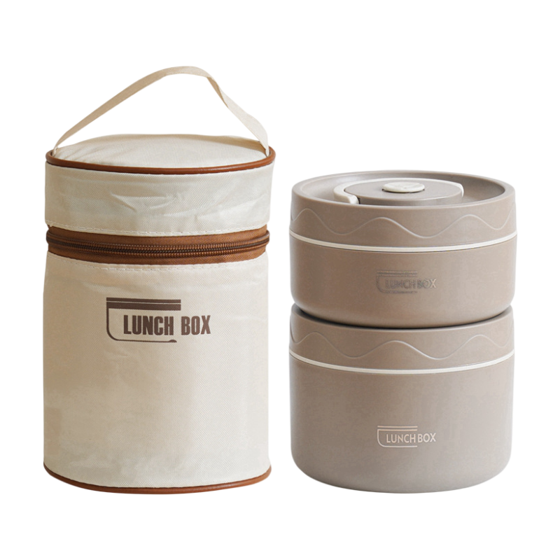 2-Pack Brown 304 Stainless Steel Microwave-Safe Lunch Box Set - Stackable Insulated Bento Containers for V888-ELOSUNG45760