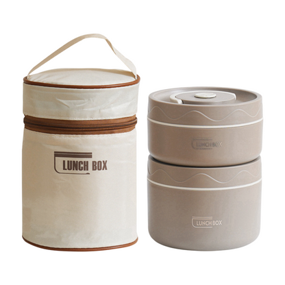 2-Pack Brown 304 Stainless Steel Microwave-Safe Lunch Box Set - Stackable Insulated Bento Containers for V888-ELOSUNG45760