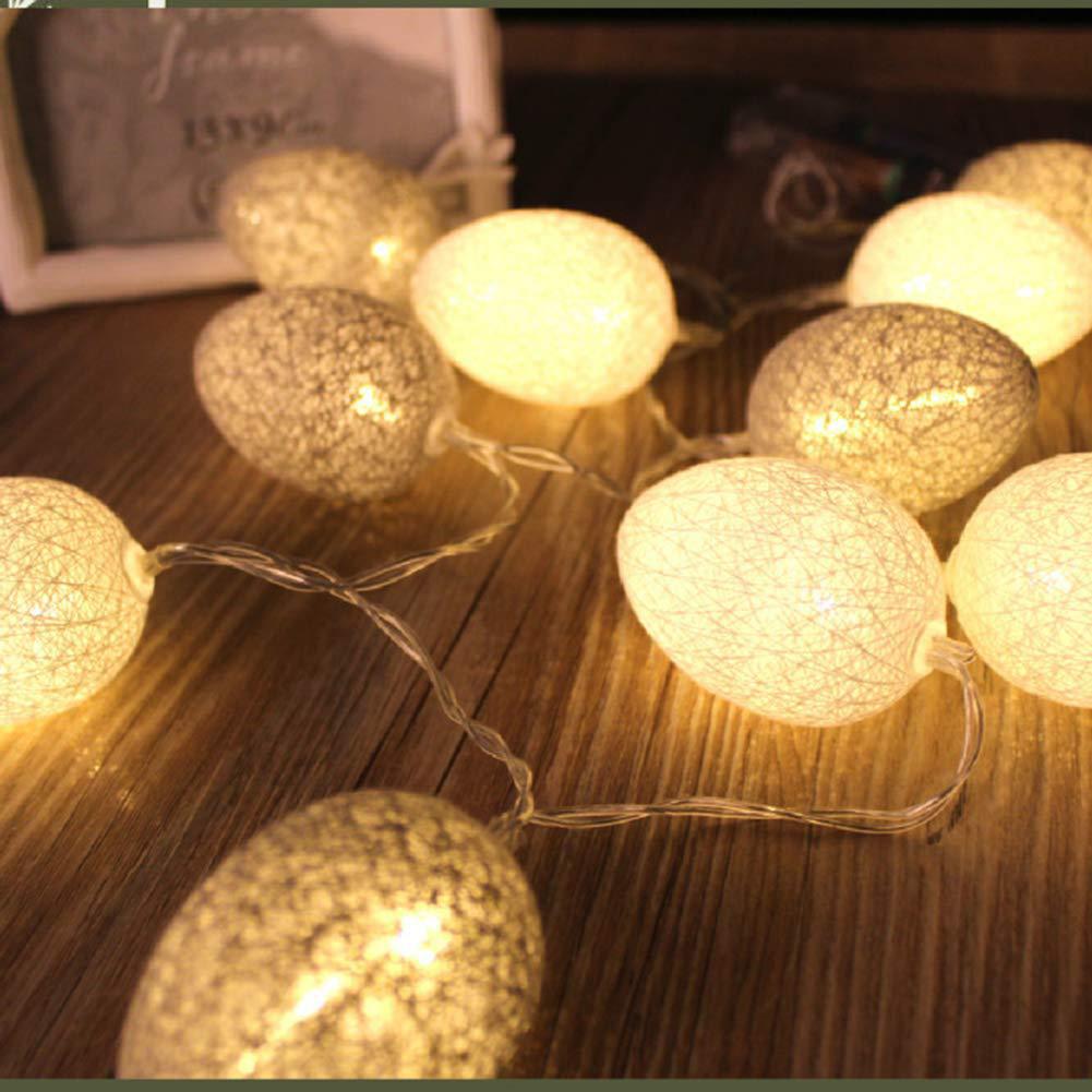 1.5M Easter Cotton Ball Egg String Lights (10 LED) - Colorful Egg-Shaped Fairy Light Holiday Decor V888-ELOSUNG45768