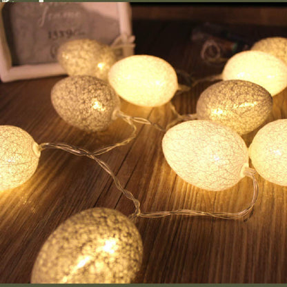1.5M Easter Cotton Ball Egg String Lights (10 LED) - Colorful Egg-Shaped Fairy Light Holiday Decor V888-ELOSUNG45768