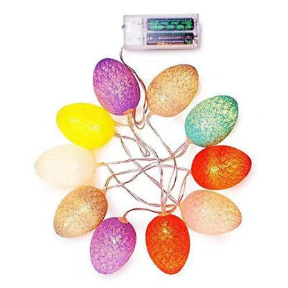 1.5M Easter Cotton Ball Egg String Lights (10 LED) - Colorful Egg-Shaped Fairy Light Holiday Decor V888-ELOSUNG45768