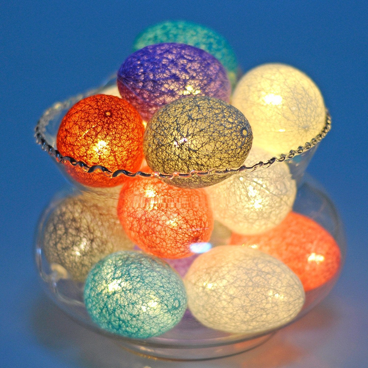 3M Easter Cotton Ball Egg String Lights (20 LED) - Colorful Egg-Shaped Fairy Light Holiday Decor V888-ELOSUNG45769