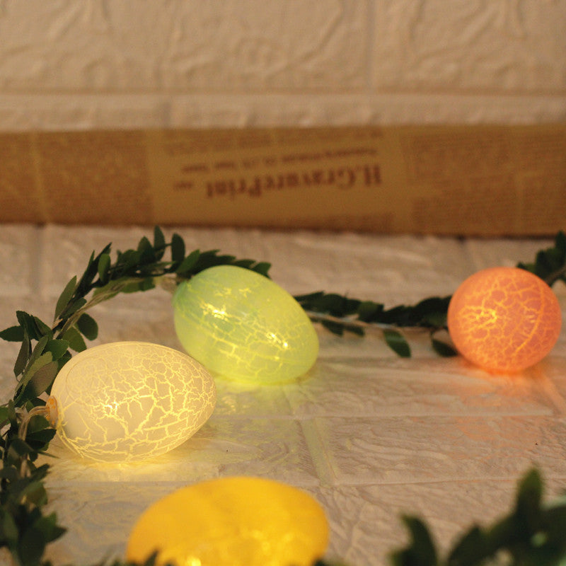 2M Easter Green Leaf & Pastel Egg String Lights (10-LED) - Artificial Vine Fairy Lights for Festival Indoor V888-ELOSUNG45770