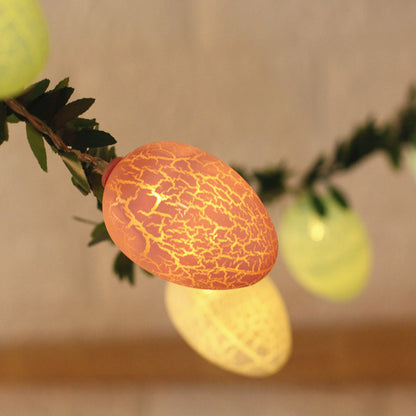 2M Easter Green Leaf & Pastel Egg String Lights (10-LED) - Artificial Vine Fairy Lights for Festival Indoor V888-ELOSUNG45770