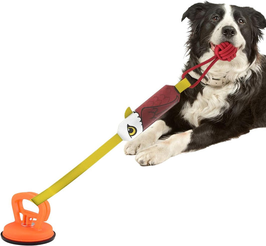 Eagle-shaped Tug-of-War Dog Toy with Suction Cup & Chew Rope Knot - Interactive Squeaky Molar Toy for Puppies V888-ELOSUNG45777