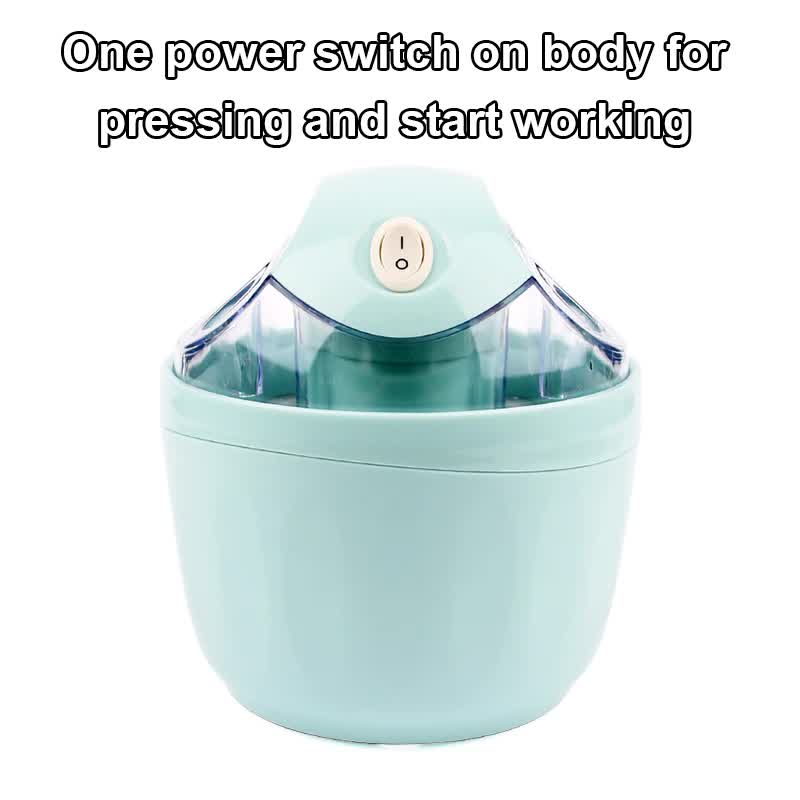 Blue 500ML Compact Electric Ice Cream Maker - Portable Quick Iced Drink Bucket & Soft Serve Machine with V888-ELOSUNG45780