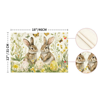 4-Pack Happy Easter Bunny & Egg Placemats - Festive Holiday Table Mats - Stain-Resistant Kitchen Decor for V888-ELOSUNG45781