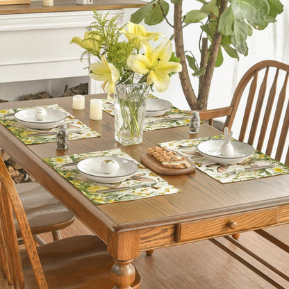 4-Pack Happy Easter Bunny & Egg Placemats - Festive Holiday Table Mats - Stain-Resistant Kitchen Decor for V888-ELOSUNG45781