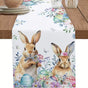 33 x 183 CM Festive Easter Linen Table Runner - Cartoon Bunny Table Runner & Stain-Resistant Primitive Home V888-ELOSUNG45782