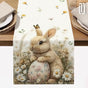 33 x 183 CM Festive Easter Linen Table Runner - Cartoon Bunny Table Runner & Stain-Resistant Primitive Home V888-ELOSUNG45783